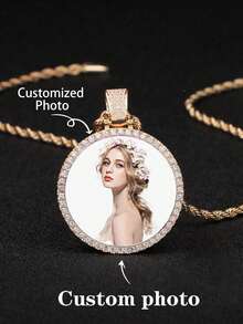 1 pieza Collar personalizado con foto redonda y alas, colgante de foto personalizado, colgante de foto personalizado "Tus alas están listas" para joyería personalizada, regalo de Navidad muy memorable, oro, plata, elegante, colorido, vintage, simple, unisex, casual, lindo, personalizado, único, regalos ideales para él, regalos ideales para ella, ella, novio, novia, papá, mamá, familia, amigos, para aniversarios, para cumpleaños, para graduación, para baile de graduación, para fiestas, otoño elegante, joyería y relojes, collares de foto de moda personalizados