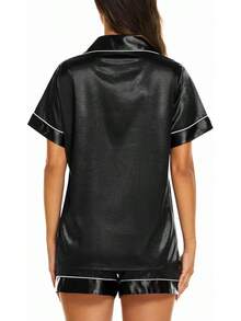 Silk Pajama Sets Womens 2 Piece Short Sleeve Sleepwear Soft Button Down Loungewear Satin Pjs Shorts Lounge Set S-XXL