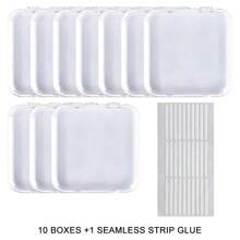 10PCS Press-On Nail Storage Acrylic Boxes With Adhesive Sheets Transparent Clear Nail Boxes Jewelry Storage Tool&Accessories