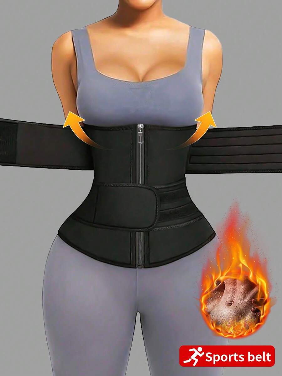 1pc Women's Waist Trainer, Waist Cincher, Sauna Sweat Waist Belt, Sports Fitness Waist Trimmer, Belly Band, Waist Slimming Belt, Abdominal Trainer - Hot Pink - View 1