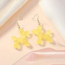 Cute Glow-In-The-Dark 3D Balloon Dog Resin Design Drop Earrings, Playful Gift, Available In Various Glow-In-The-Dark Colors, Women's Jewelry Accessory, Suitable For Daily Wear, Gifting, Music Festivals, Vacations, Circus Scenes