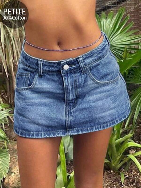 Women's Casual Versatile Solid Color Denim Mini Skirt