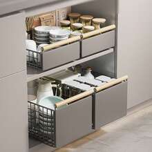 Pull-Out Drawer, Storage Shelves, Metal, Carbon Steel Frame, Drawer Organizer, No Drilling And Nailing Required For Kitchen, Bathroom