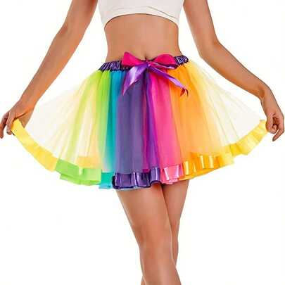 1 pieza Vestido de tutú de ballet de arcoíris neón, unicornio neón colorido, diseño de vestido con abertura, adecuado para eventos de actuación. Accesorios del Día de San Valentín