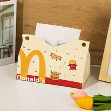 Caja de servilletas con diseño de hamburguesa y papas fritas, caja de pañuelos con diseño de dibujos animados, soporte de papel higiénico creativo y simple para el hogar, decoración de la sala de estar - Multicolor - Ver 4