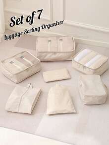 7pcs Travel Portable Luggage Packing Cubes College Dorm Essentials, Stuff Bag Storage Bag Clothes Storage Clothes Organizer Travel Bag Set Travel Organizer Set For Travel College Dorm School Vacation Holiday Suitcase Luggage Back To School Travel Essentials Travel Accessories - Multicolor - View 5