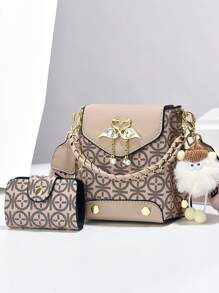 2 Peças Conjunto de Bolsas Miniatura para Celular - Bolsas de Ombro e Transversal com Estampa da Moda