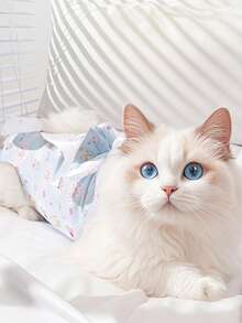 猫咪绝育术后恢复服，小型及中型犬猫手术服，季节性宠物服装 - 藍色 - 查看 11