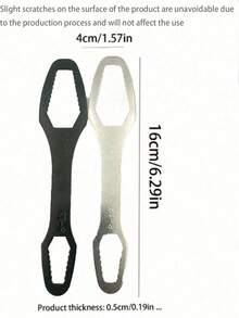 (1pc Black) / (1pc Silver) / (2pcs Black + Silver) Multi-Functional Portable Universal Wrench 8-22mm, Double-Ended Wrench, Self-Locking Wrench, Suitable For Outdoor Camping, Cycling, Household Repair, Multifunctional Wrench (Some Accessories In Random Color) - Multicolor - View 5