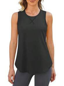 G4Free Lightweight Racerback Workout Tank Tops For Women High Neck Athletic Long Tanks Fast Dry Sleeveless Running Shirts - Black - View 1