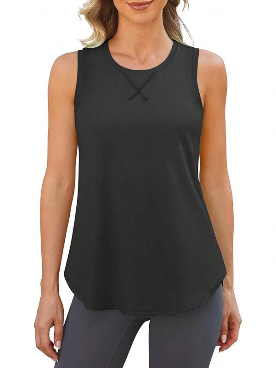 G4Free Lightweight Racerback Workout Tank Tops For Women High Neck Athletic Long Tanks Fast Dry Sleeveless Running Shirts - Black - View 1