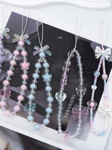 1 Stück süße klare Kristall Schleifen Handytasche Anhänger, künstlicher Kristall Anhänger als Taschenzubehör, süßer künstlicher Kristall Perlen Schlüsselanhänger Armband, Retro Charm Geldbörse Tasche Rucksack Auto Charm für Frauen und Mädchen, klarer Kristall Anhänger als geeignetes Geschenk für Freunde, Verwandte, Liebhaber, Mütter, Familie, Freunde, Geburtstag, Feiertage, Handyanhänger, Handykette