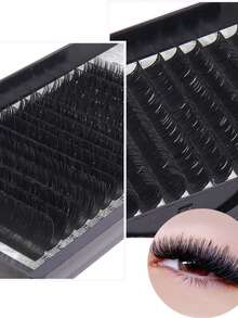 MAGEFY 16D卷翘预制睫毛，0.05/0.07/0.1/0.15/0.2毫米，自然柔软合成貂毛，10/11/12毫米长度，蓬松浓密，手工交叉猫眼造型 - D - 查看 2