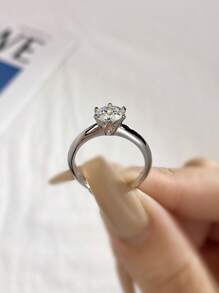 1 pièce Bague de mariage avec 6 griffes, design classique, diamant Moissanite de couleur D de 1 ct, anneau en argent sterling S925, convient pour les fiançailles, les épouses, les petites amies, les cadeaux d'anniversaire, les cadeaux d'anniversaire de mariage, bijoux de mariée de haute qualité