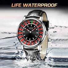 LIGE Fashion Herr Business Watch Unik Urtavla Design Vattentät självlysande klocka - Svart - Visa 8