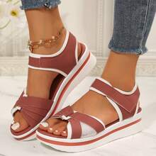 Women Summer Wedge Shoes Supportive Platform Sandals Lightweight And Comfortable - Pink - View 5