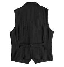 1PCS Men's Vest Herringbone Wool Tweed Suit Vest Lapel V-Neck Single Breasted Waistcoat, Tweed Herringbone Waistcoat, Beautifully Lined, Black - 黑色 - 查看 2