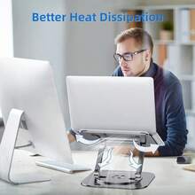 Laptop Stand With 360° Rotating Base, Foldable Adjustable Computer Holder, Ergonomic Design Compatible With Pro,  XPS, HP,  More 10-17" (A-Silver) - A-Xám không gian - Xem 7