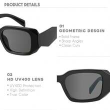 1 Piece Small Rectangular Frame Fashion Glasses, Retro, Personalized, Versatile, Women's Fashion Glasses Suitable For Daily Wear, Street Photography, Vacation, Tourism, Beach Accessories - màu đen - Xem 4