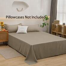 1pc Simple Solid Color Breathable Bedsheet, Children's Single/Twin/Double Bedroom Bedding - A - View 18