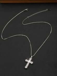 1 Stück vintage-artiges Damenkette mit künstlichem Zirkonia-Kreuzanhänger, christliches Geschenk geeignet für täglichen Gebrauch und zum Verschenken an Freunde