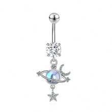 14G 不锈钢花朵肚脐穿孔饰品 CZ 水晶心形蝴蝶肚脐环吊坠女士