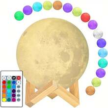 7.87/7.09/5.91/4.72 Inch Moon Lamp 16 Colors LED 3D Moon Light, Remote Control Lava Lamp Moon Night Light, The Perfect Christmas Gift! - 16 Colors Moon Lamp - View 6