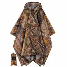 Camouflage wasserdichter Regenponcho, tragbare wiederverwendbare Regenjacke mit Kapuze, geeignet für Männer und Frauen