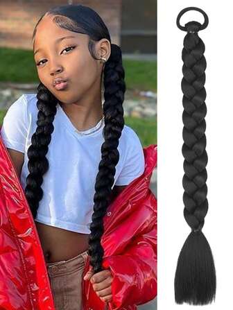 1 件编织发 16/24 英寸适合女性日常假期和角色扮演编织佩戴黑色时尚合成头发钩针接发实用灵巧高温头发编织接发适合日常假期角色扮演派对使用和圣诞节音乐节狂欢节新年礼物