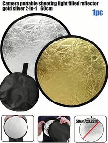 1pc 12"/24" Gold & Silver 2-In-1 Photography Portable Reflector Panel (Include 12" Reflector Carrying Bag) - Multicolor - View 8