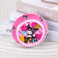 Sanrio (Authorized) Sanrio 1pc Sanrio Cartoon Multi Functional Dining Table Bone Slag Plate Cute Home Plate Round Cake Snack Plate Small Vegetable Plate Canteen Bone Slag Plate, Suitable For Various Scenarios, Very High Beauty Plate, Suitable For Various Festival Gifts And Party Gifts,School Supplies