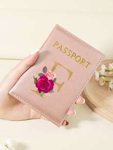 1 件 A-Z 26 个字母时尚字母印花时尚勃艮第护照夹，高品质 PU 皮革护照钱包，带卡槽，可存放信用卡、登机牌和身份证，紧凑型旅行必需品整理器，适合女性、男性和学生 - 酒紅色 - 查看 54