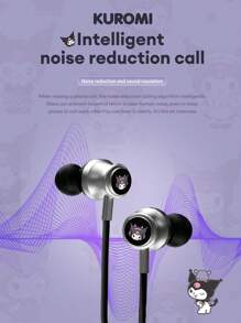 Sanrio Hello Kitty KUROMI JJ-B1 Bluetooth Headphones Wireless Neckband In-Ear Sports Waterproof Sweatproof 3D HiFi Sound Quality Long Battery Life LED Display Power Noise-Proof Neck-Hanging Wireless Earbuds Compatible With Smartphones & Computers