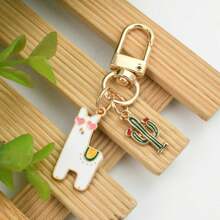 1 pièce Mignonne porte-clés Alpaga Cactus Dessin Animé œil d'Amour, Porte-clés Pendant Alpaga Cactus DIY Adorable, Porte-clés Polyvalent, Charm de Téléphone, Cadeau Idéal pour Vacances, Accessoires de Voiture, Charm de Sac à Dos pour l'École