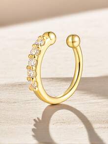 قطعة واحدة حلق أنف مصنوع من فضة عيار 925 ذو شكل حرف U مزين بزركونيا اصطناعية بدون ثقب، مناسب للرجال والنساء لارتداء اليومي والحفلات، مجوهرات قليلة التحسس