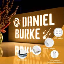 1pc Personalized Wooden LED Light, Customized Name And Cute Pattern, USB Powered, The Most Adorable Gift For Him/Her, Suitable For Bedroom, Living Room Decor, Baby Christening, Children's Day, Birthday, Independence Day, Mother's Day, Father's Day, Christmas, Graduation, Customized Gift Back To School