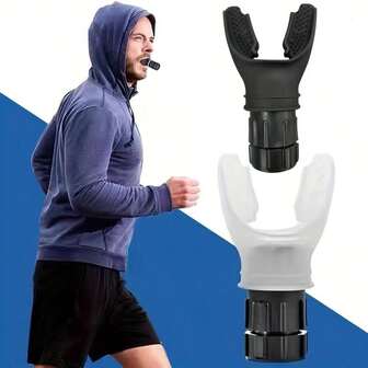 LOTANK 1pc Adjustable Silicone Lung Capacity Trainer - Breathing Exerciser For Enhanced Running Performance, Fit, Battery-Free, Available In Black & White, Fitness Accessory|Adjustable Design|Secure Grip Design, Lung Trainer, Best For Christmas, Perfect For Thanksgiving, Gym