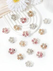 10 chiếc kẹp tóc hình hoa anh đào đính đá lấp lánh cho bé gái, phụ kiện tóc ngọc trai dễ thương, kẹp tóc công chúa lấp lánh dùng hàng ngày. - Nhiều màu - Xem 5