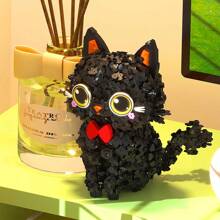 talla grande de 1000 piezas Bloques de construcción con diseños kawaii de gatos negros, animales, mascotas, piezas pequeñas para hacer rompecabezas 3D, artículos de decoración creativa, regalos para cumpleaños, Día de la Madre, Día de San Valentín