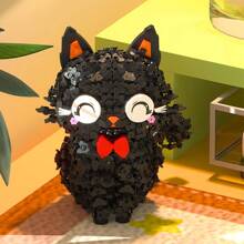 talla grande de 1000 piezas Bloques de construcción con diseños kawaii de gatos negros, animales, mascotas, piezas pequeñas para hacer rompecabezas 3D, artículos de decoración creativa, regalos para cumpleaños, Día de la Madre, Día de San Valentín