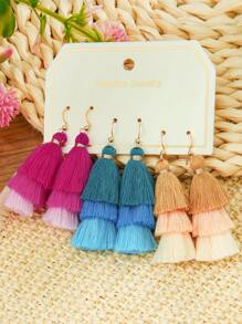 TopHanqi Set de 12 pendientes con flecos bohemios para mujer, pendientes colgantes de múltiples capas para playa, vacaciones, viajes, uso diario, fiestas, regalos, versátil