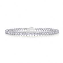 1pc 18K Gold Plated S925 Silver Bracelet With Round Moissanite Stones, Full Row Shiny Design, Elegant Luxury Style, Suitable For Evening Party, Holiday Celebration Or Gift Occasion, With GRA Certificate