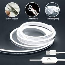 Luces de tira de neón LED con control táctil alimentadas por USB - Flexibles, portátiles, sin punto ciego, iluminación de pared y armario para decoración del hogar, lectura, fondo de TV y mejora del ambiente, luces de neón para dormitorio