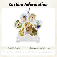 1 Peça Chaveiro Acrílico com Foto de Animal de Estimação Personalizada, Chaveiro, Presente Fofo de Pendurar no Carro para Mãe e Pai, Pendurador de Carro Personalizado, Presente para Luto de Animal de Estimação, Presente In Memoriam de Animal de Estimação - Multicolorido - Visão 5
