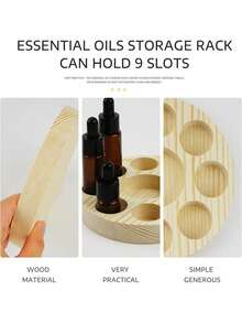 1 Stück 10 Loch Holz Ständer für ätherische Öle, Aufbewahrungsregal für ätherische Öle, glatt für Flaschenhalter, Tablett Organizer, Ausstellungsständer für ätherische Öle, Holzaufbewahrungsbox