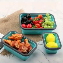 [1/4pcs Collapsible Silicone Food Storage Containers] 1/4pcs Silicone Food Storage Containers With Lids, Collapsible Lunch Box Set, Microwave & Dishwasher Friendly, Space-Saving Design, With Portable For School, Office, And Home Kitchen,School Supplies