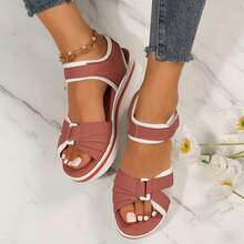 Women Summer Wedge Shoes Supportive Platform Sandals Lightweight And Comfortable - Pink - View 3