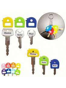8pcs Key Chain With Different Color Labels, Retractable Key Identifier To Fit Most Keys, Soft Touch Cover, Identification Label, Easy To Identify Door Key - Stylish, Easy To Install, Includes Blank And Pre-Printed Labels, Men's Home Office Organization Accessories (Random Color)