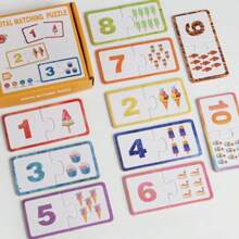 Cartes puzzle d'appariement de nombres, jeu de puzzle de cognition des nombres, jouets d'apprentissage de l'arithmétique familiale, cadeau d'anniversaire, cadeau de la Fête des enfants