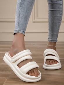 1 Pair Teenage Comfortable Fashion Casual Lightweight Foam Slippers, Suitable For Summer - White - View 5